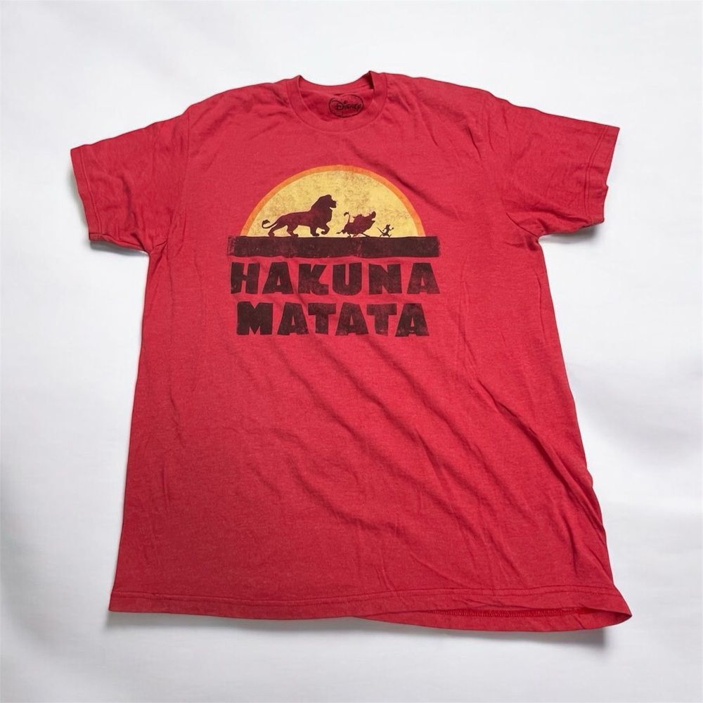 Disney Hakuna Matata Lion King Men’s T-Shirt Red Black Size XL